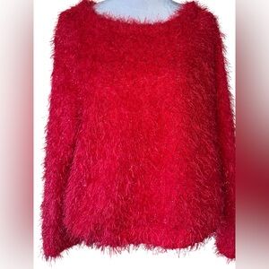 Skye's the Limit Women’s Long Sleeved Vibrant Red Fuzzy Top Size M